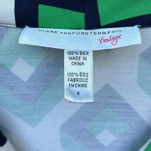 Diane Von Furstenberg Vintage Line Silk Dress Sz 4 Geometric Contemporary - Picture 3 of 7